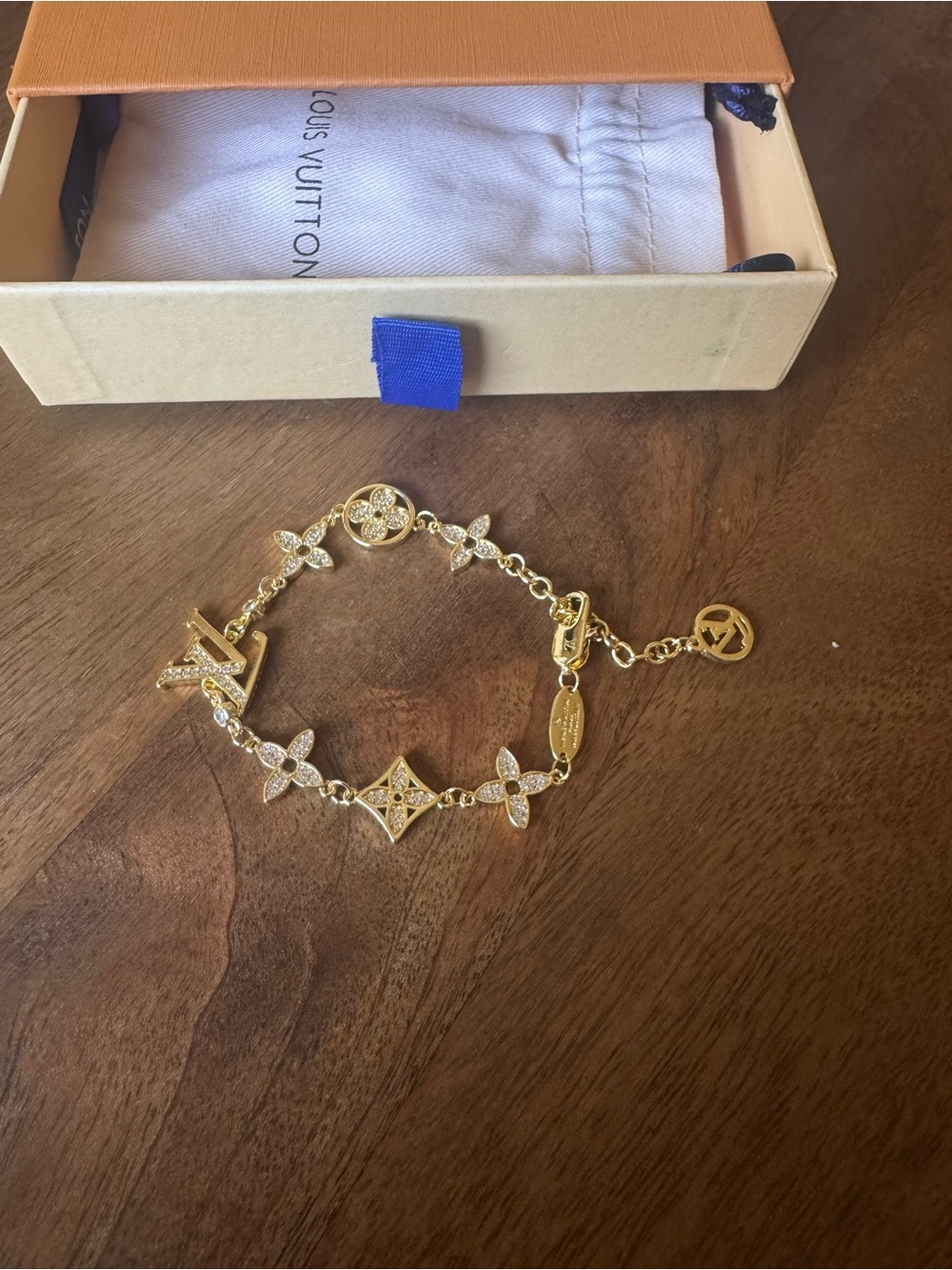 Louis Vuitton Gold Charm Bracelet with Monogram Motifs - Picture 8 of 13